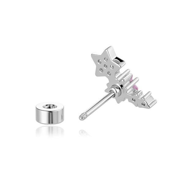 Titanium Steel Geometric Fivepointed Star Zircon Earrings For Girls