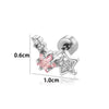 Titanium Steel Geometric Fivepointed Star Zircon Earrings For Girls