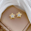Titanium Steel Geometric Fivepointed Star Zircon Jewelry Set With Electroplating For Women