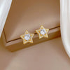 Titanium Steel Geometric Fivepointed Star Zircon Jewelry Set With Electroplating For Women