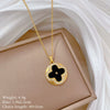 Titanium Steel Geometric Four Leaf Flower Zircon Electroplating Women's Necklace Earrings Set