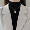 Titanium Steel Geometric Four Leaf Flower Zircon Electroplating Women's Necklace Earrings Set