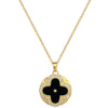Titanium Steel Geometric Four Leaf Flower Zircon Electroplating Women's Necklace Earrings Set