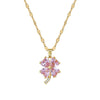 Titanium Steel Geometric Four Leaf Zircon Pendant Necklace For Women With Cartoon And Plant Flower Style Diamond Design