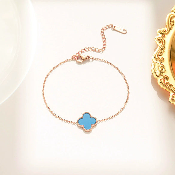 Titanium Steel Geometric Fourleaf Clover Bracelet Electroplated Light Luxury Women's Summer Fashion Accessory