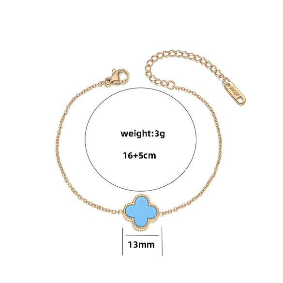 Titanium Steel Geometric Fourleaf Clover Bracelet Electroplated Light Luxury Women's Summer Fashion Accessory