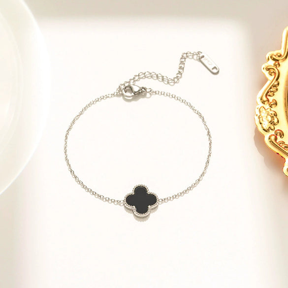 Titanium Steel Geometric Fourleaf Clover Bracelet Electroplated Light Luxury Women's Summer Fashion Accessory