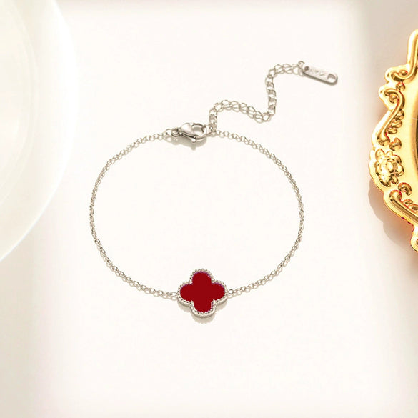 Titanium Steel Geometric Fourleaf Clover Bracelet Electroplated Light Luxury Women's Summer Fashion Accessory