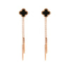 Titanium Steel Geometric Fourleaf Clover Long Tassel Earrings For Women