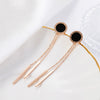 Titanium Steel Geometric Fourleaf Clover Long Tassel Earrings For Women