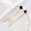 Titanium Steel Geometric Fourleaf Clover Long Tassel Earrings For Women