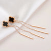 Titanium Steel Geometric Fourleaf Clover Long Tassel Earrings For Women