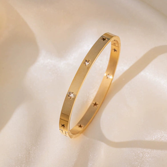 Titanium Steel Geometric Girls Bracelet With Real Gold Electroplating