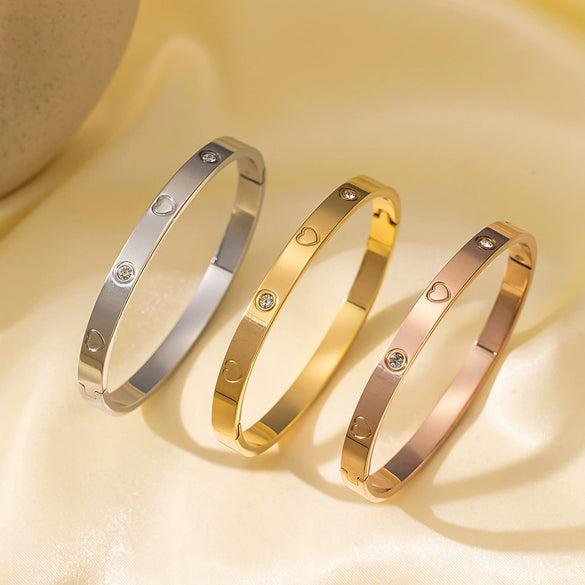 Titanium Steel Geometric Girls Bracelet With Real Gold Electroplating