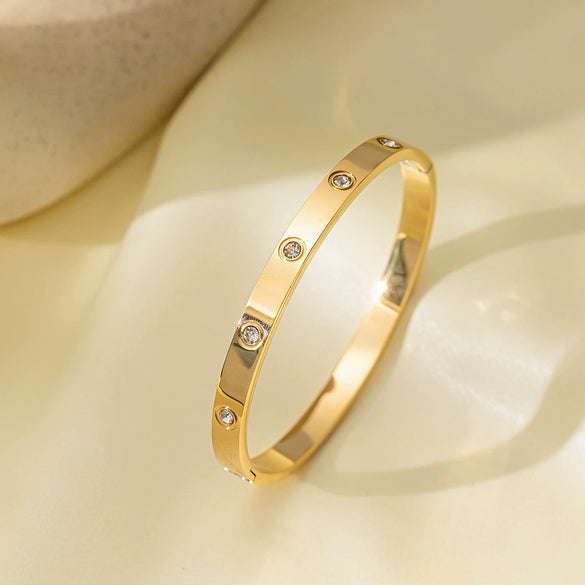 Titanium Steel Geometric Girls Bracelet With Real Gold Electroplating