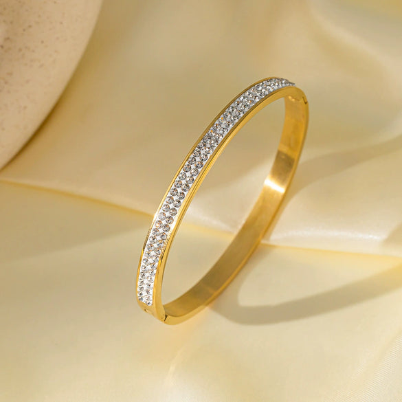 Titanium Steel Geometric Girls Bracelet With Real Gold Electroplating