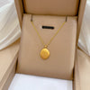 Titanium Steel Geometric Gold Bean Necklace With Electroplating For Women