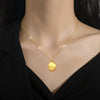 Titanium Steel Geometric Gold Bean Necklace With Electroplating For Women