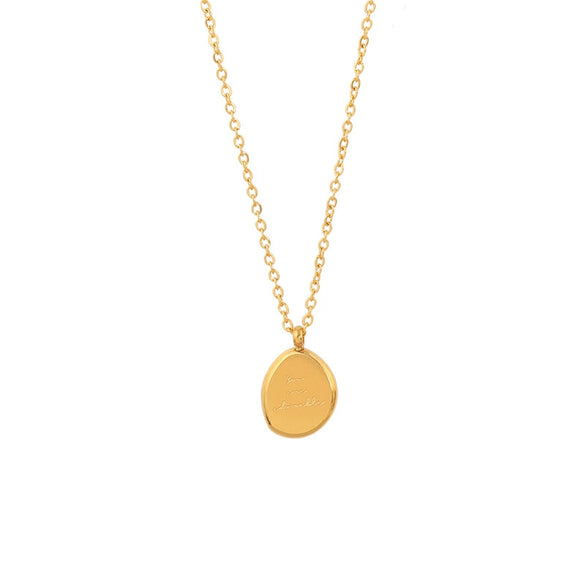 Titanium Steel Geometric Gold Bean Necklace With Electroplating For Women