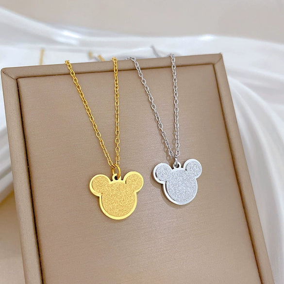 Titanium Steel Geometric Gold Foil Mouse Furnace Electroplating Unisex Cartoon Style Necklace
