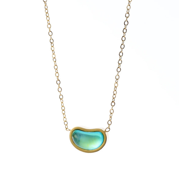 Titanium Steel Geometric Golden Bean Necklace For Women Electroplated Casual Fashion Accessory
