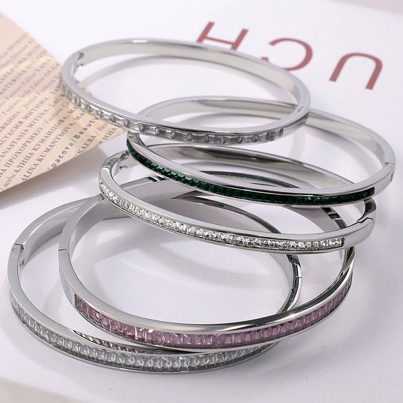 316L Stainless Steel Geometric Half Circle Electroplated Bracelet For Women