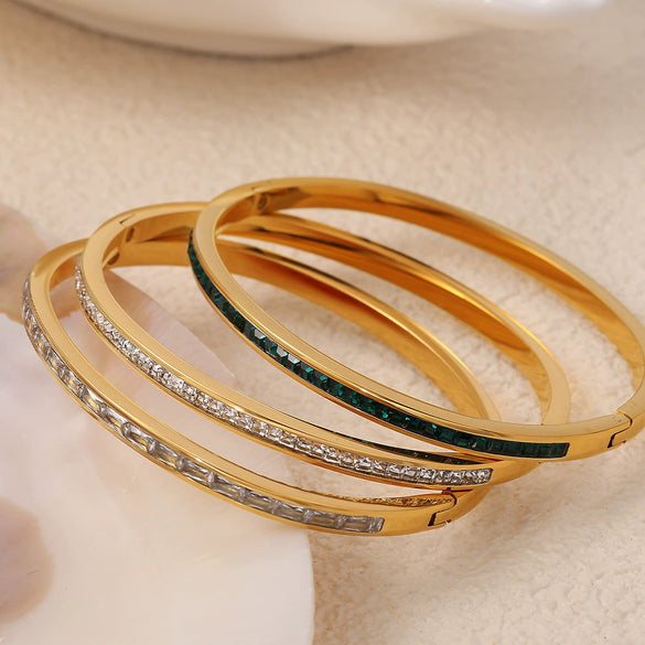 316L Stainless Steel Geometric Half Circle Electroplated Bracelet For Women