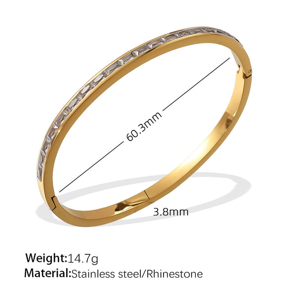 316L Stainless Steel Geometric Half Circle Electroplated Bracelet For Women