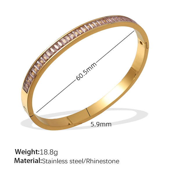 316L Stainless Steel Geometric Half Circle Electroplated Bracelet For Women