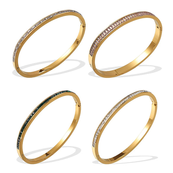 316L Stainless Steel Geometric Half Circle Electroplated Bracelet For Women
