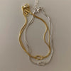 Titanium Steel Geometric Hand Knotted Necklace And Herringbone Bracelet Gold Plated Jewelry