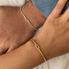 Titanium Steel Geometric Hand Knotted Necklace And Herringbone Bracelet Gold Plated Jewelry