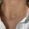 Titanium Steel Geometric Hand Knotted Necklace And Herringbone Bracelet Gold Plated Jewelry