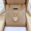 Titanium Steel Geometric Heart Clavicle Necklace With Diamond Microembedded And Copper Pendant