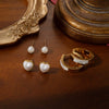 Titanium Steel Geometric Heart Earrings For Women With Electroplating And Pearl Zircon Design
