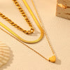 Titanium Steel Geometric Heart Necklace Multi Layer Gold Plated