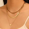 Titanium Steel Geometric Heart Necklace Multi Layer Gold Plated