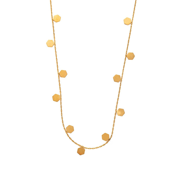 Titanium Steel Geometric Hexagonal Necklace With Electroplating