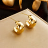 Titanium Steel Geometric Hollow Crescentshaped Electroplated Women's Earrings
