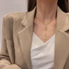 Titanium Steel Geometric Hollow Fivepointed Star Tassel Pendant Necklace For Women