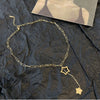 Titanium Steel Geometric Hollow Fivepointed Star Tassel Pendant Necklace For Women