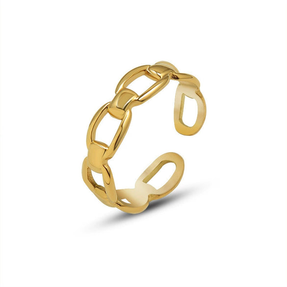 Titanium Steel Geometric Hollow Opening Adjustable Women's Ring Electroplated