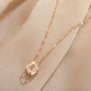 Titanium Steel Geometric Hollow Square Zircon Pendant With Water Wave Chain Electroplated Women's Clavicle Chain Necklace