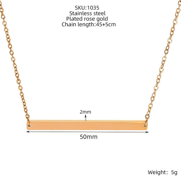 316L Stainless Steel Geometric Horizontal Necklace Clavicle Chain Jewelry With Electroplating