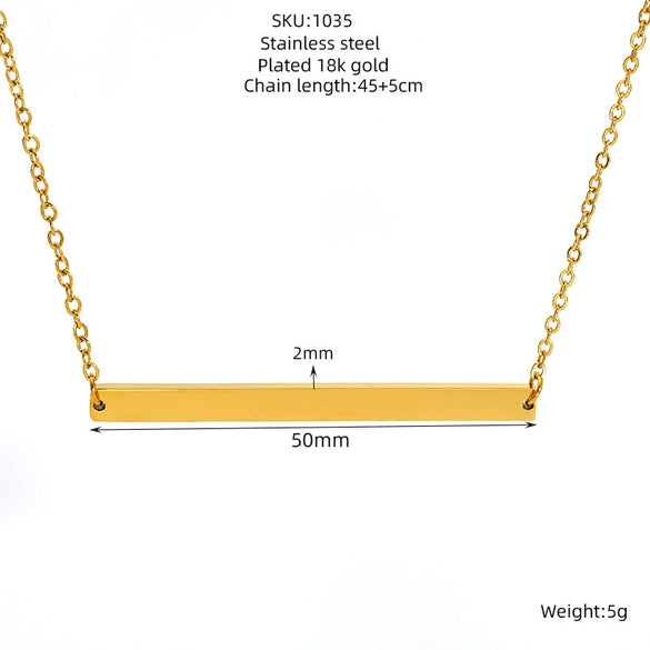 Titanium Steel Geometric Horizontal Row Pendant O Word Chain Gold Plated Fashionable Necklace