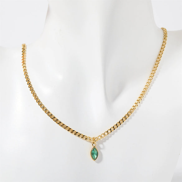 Titanium Steel Geometric Horse Eye Zircon Necklace With Electroplating For Women Light Luxury Style