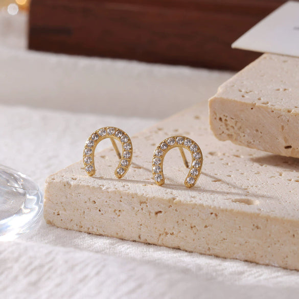 Titanium Steel Geometric Horseshoe Shaped Electroplated Women's Piercing Earrings Jewelry