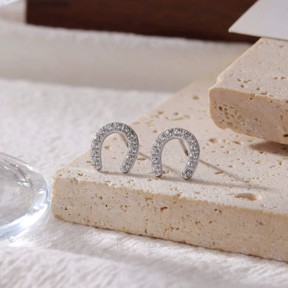 Titanium Steel Geometric Horseshoe Shaped Electroplated Women's Piercing Earrings Jewelry