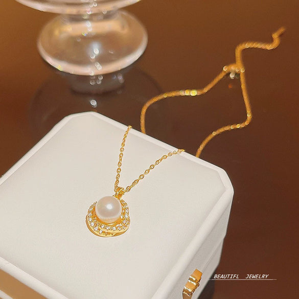Titanium Steel Geometric Inlaid Zircon Mixed Gem Inlay Light Luxury Style Women's Meteor Necklace