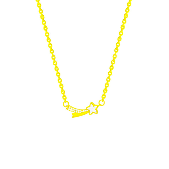 Titanium Steel Geometric Inlaid Zircon Mixed Gem Inlay Light Luxury Style Women's Meteor Necklace